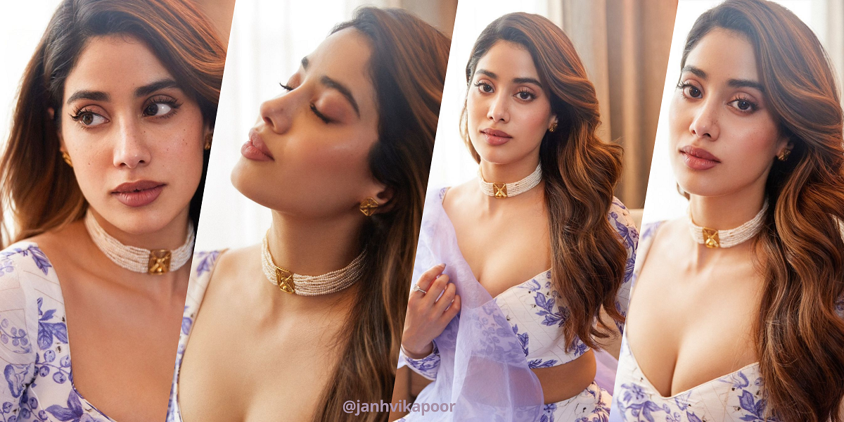 Janhvi Kapoor Dazzles in Lavender Floral Lehenga