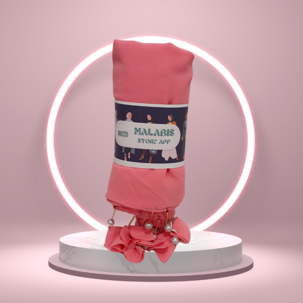 Coral Pink Georgette Latkan Stole