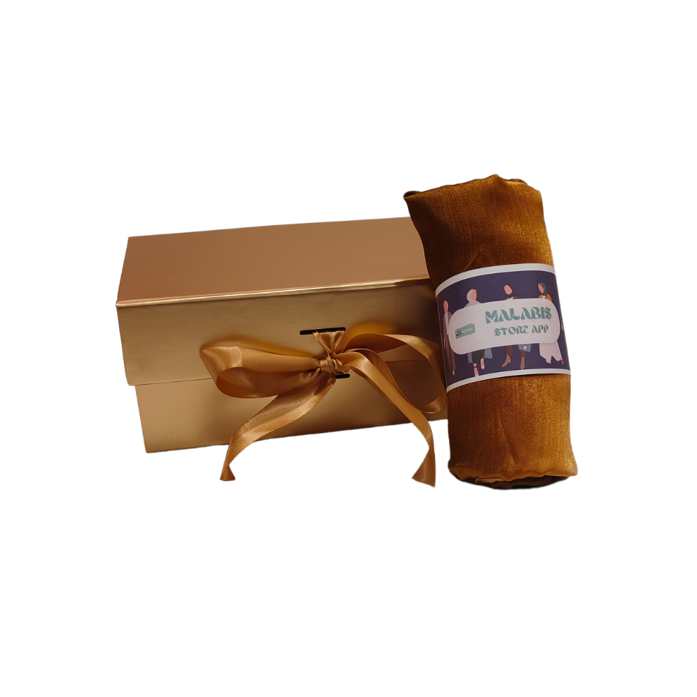 Dark Gold with Shade of Golden Muna Satin Hijab Stole - Image 4