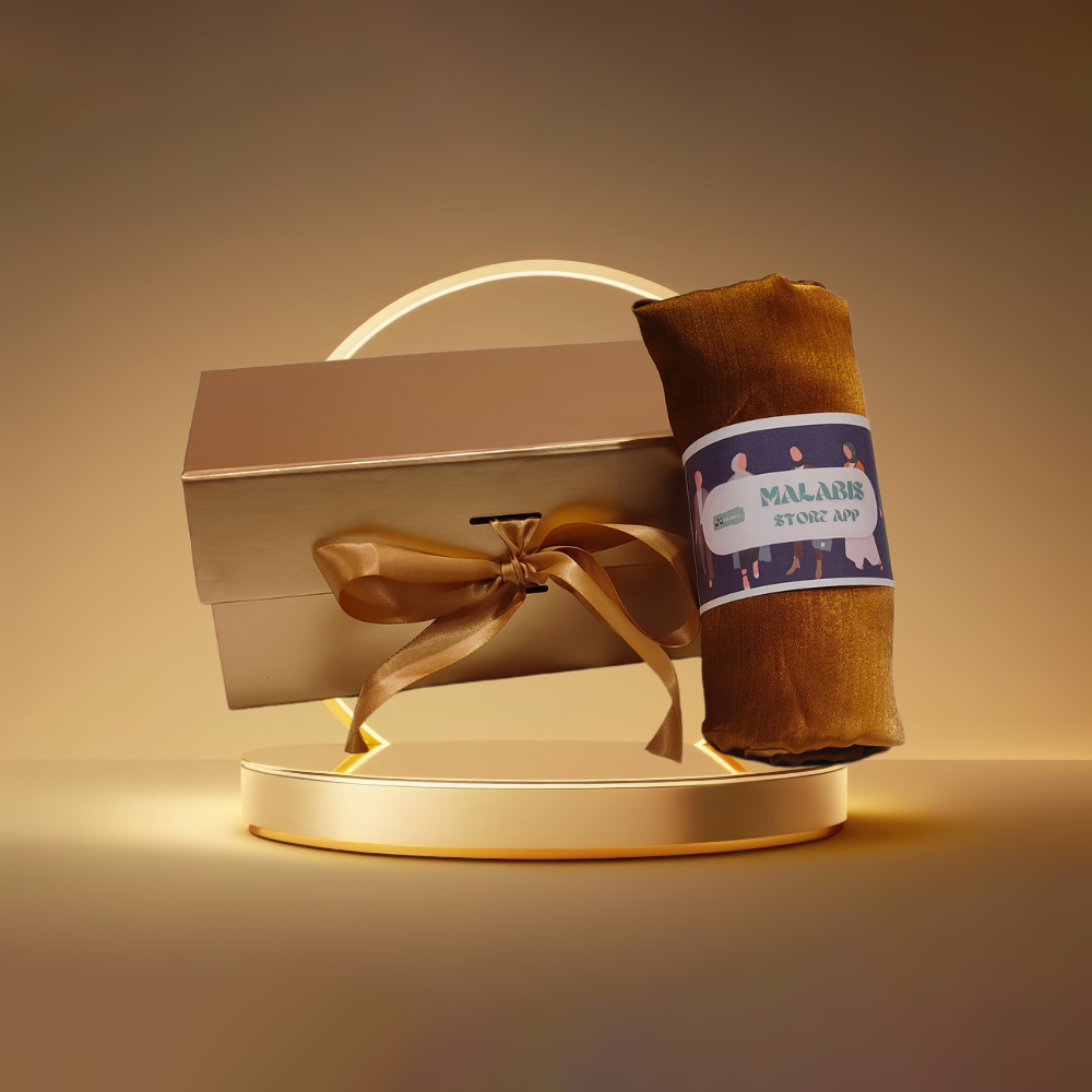 Dark Gold with Shade of Golden Muna Satin Hijab Stole - Image 2