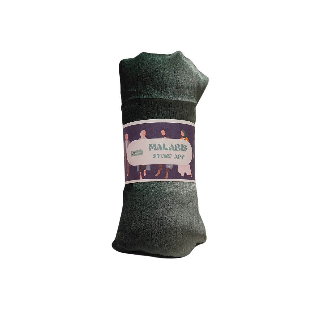 Darker Green with Shade of Basel Green Muna Satin Hijab Stole - Image 3