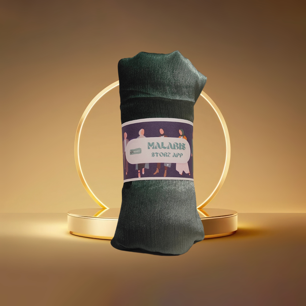 Darker Green with Shade of Basel Green Muna Satin Hijab Stole