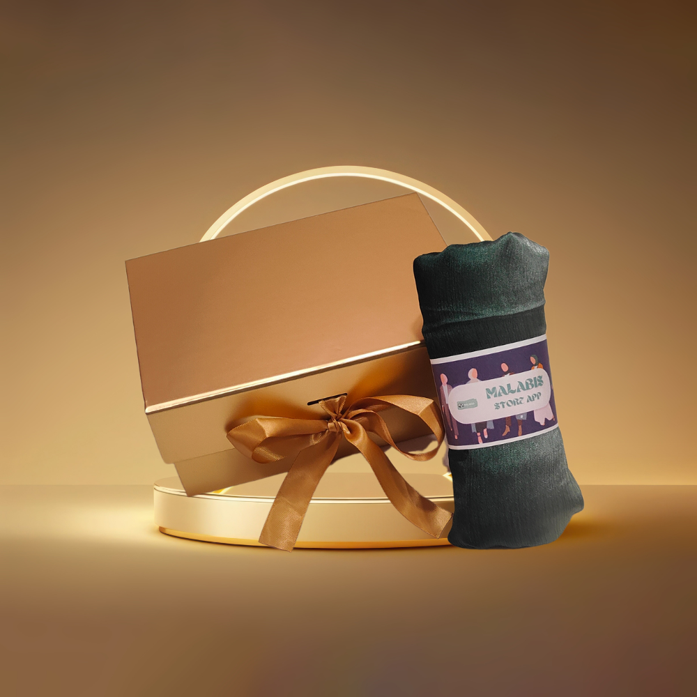 Darker Green with Shade of Basel Green Muna Satin Hijab Stole - Image 2