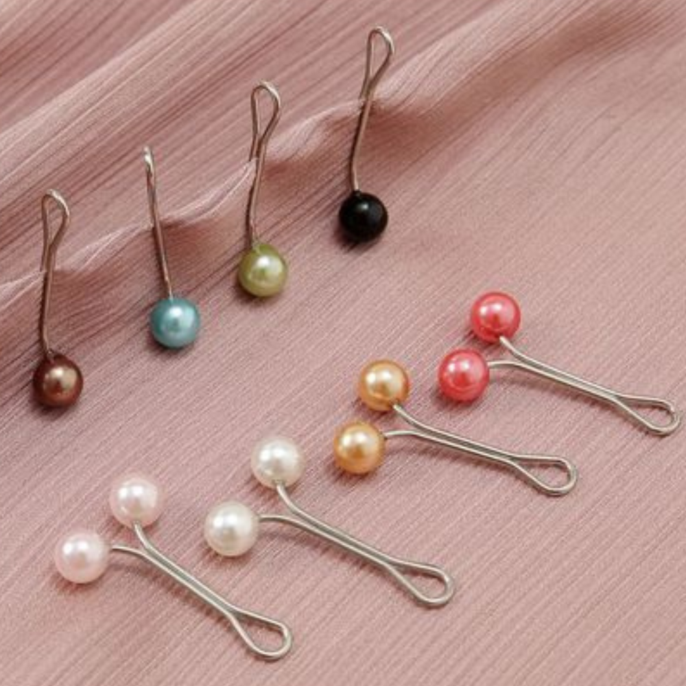 Stainless Steel U-Clip Colorful Faux Pearls Hijab Pins - Image 2