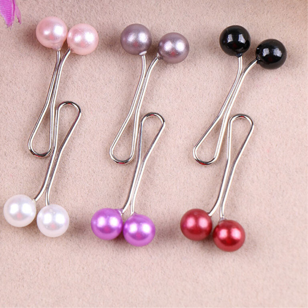 Stainless Steel U-Clip Colorful Faux Pearls Hijab Pins - Image 3
