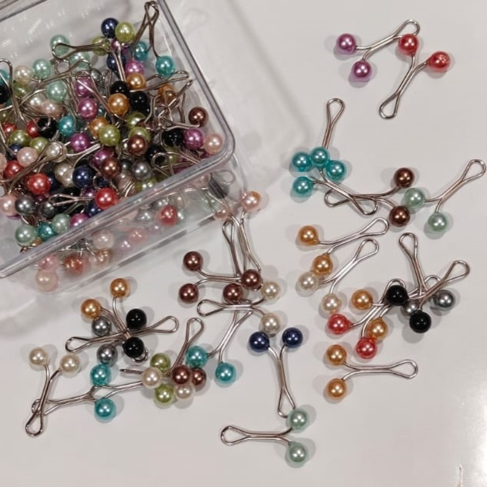 Stainless Steel U-Clip Colorful Faux Pearls Hijab Pins